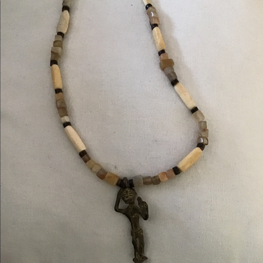 Tribal Beaded Necklace with Tribal Figure Pendant